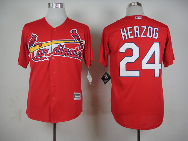 Men St. Louis Cardinals 24 Herzog Red MLB Jerseys